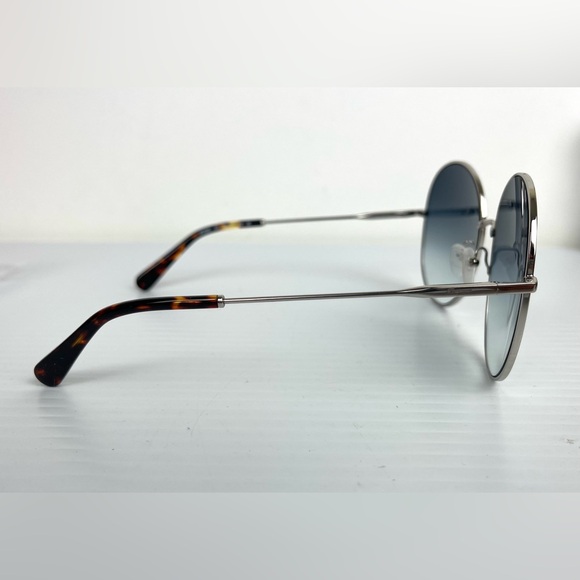 FERRAGAMO Oversized Gradient Blue Round Lens Silver Color Frame Sunglasses 60mm - Picture 7 of 14